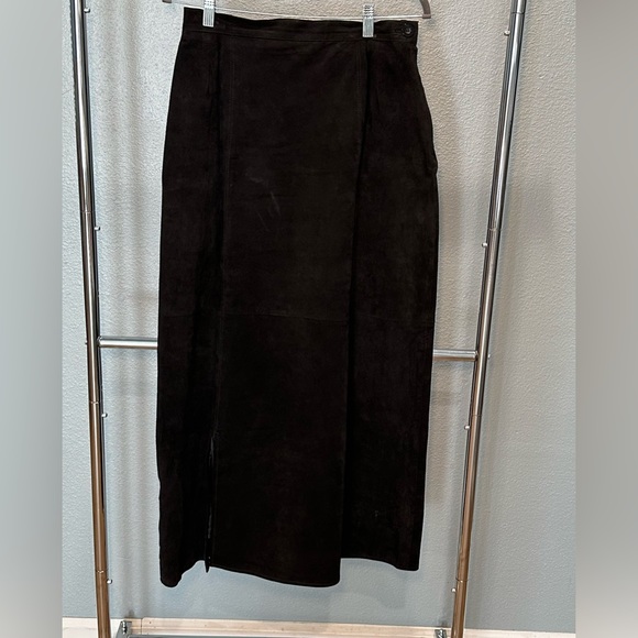 Etosha Black Ultra Suede Leather‎ Skirt Size L - Picture 1 of 3
